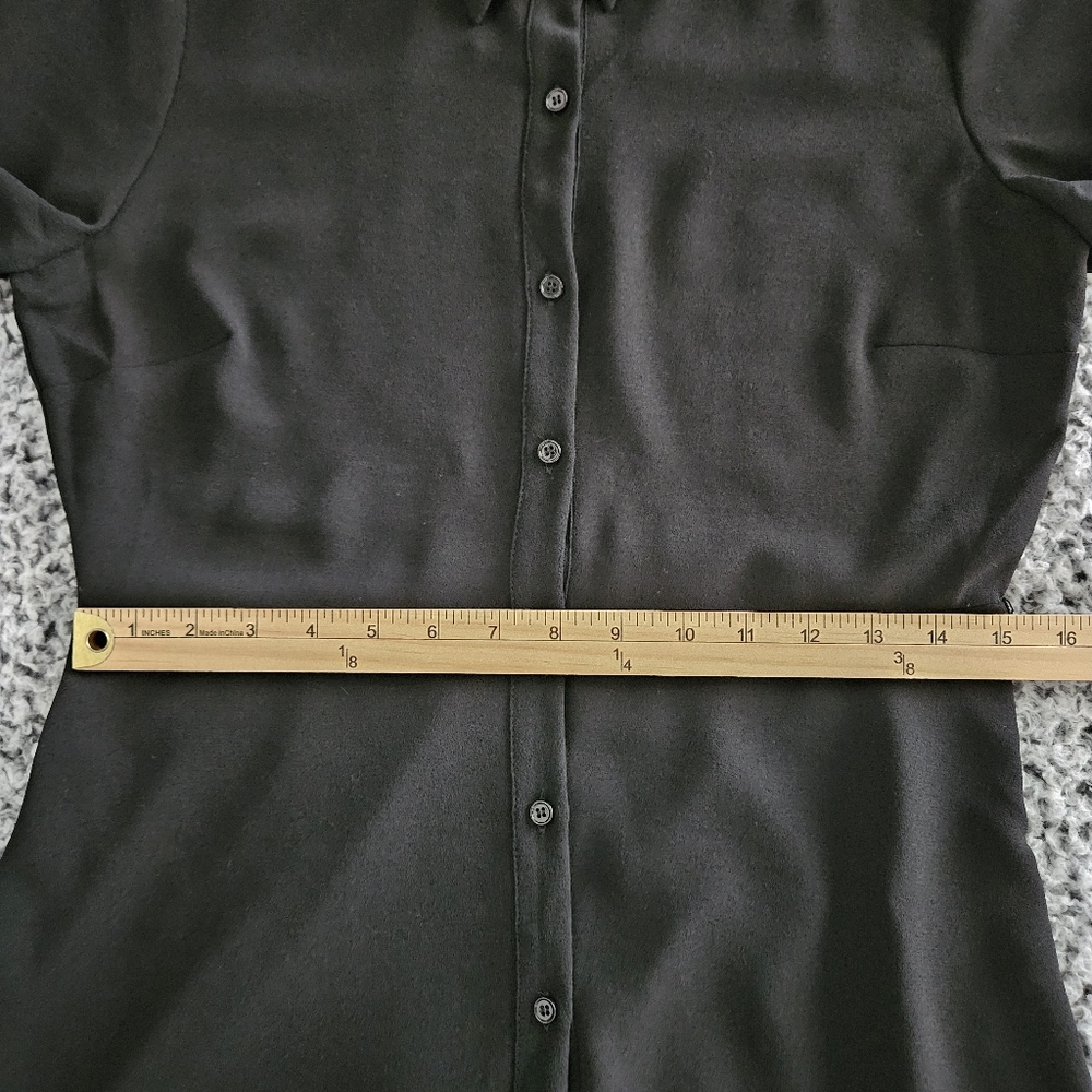 Zara Black Mini Shirt Dress Medium M 3/4 Long Sleeve A-Line Casual Minimalist - Picture 11 of 14
